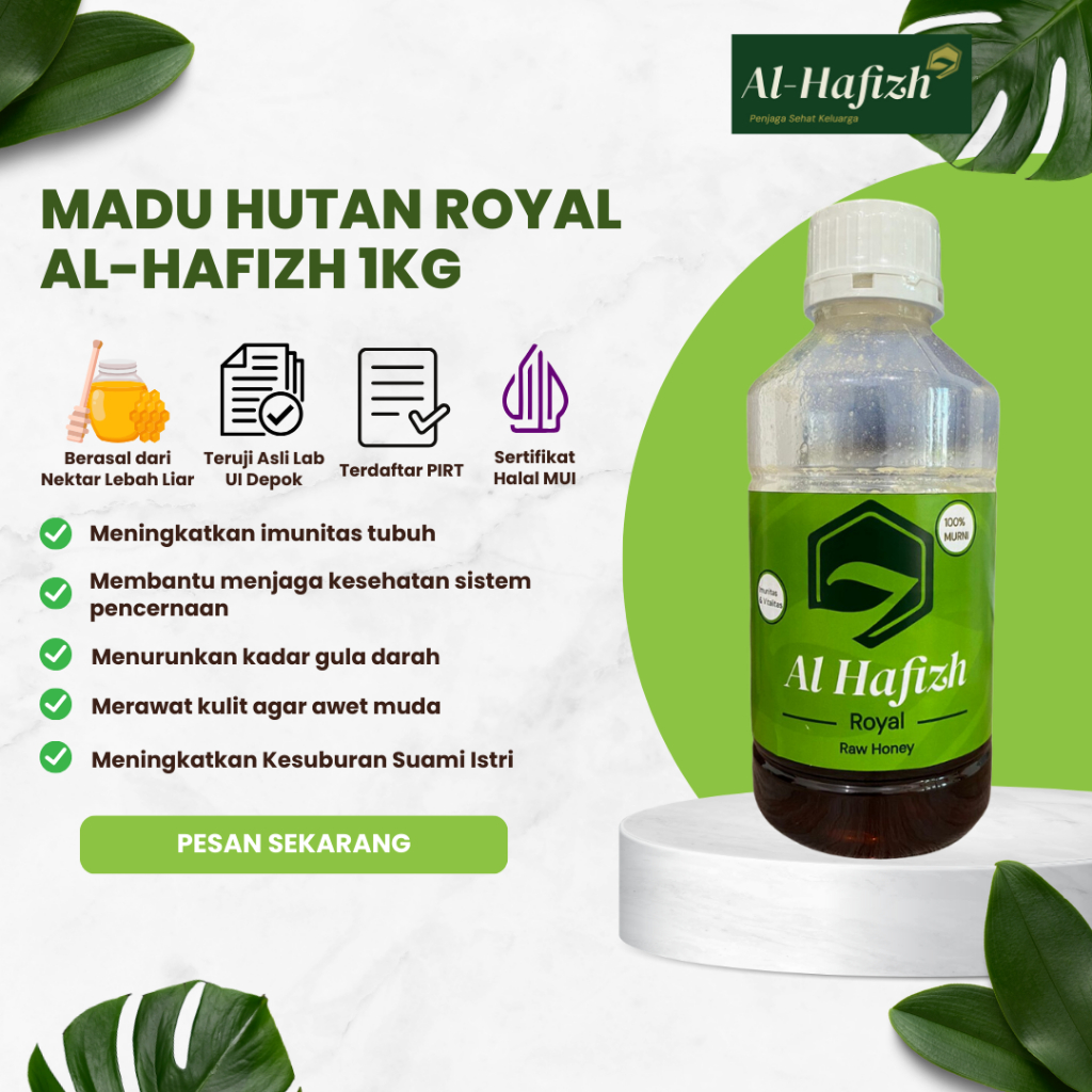 

Madu Hutan Royal Murni Asli Al-Hafizh Kemasan 1kg - Lulus Uji Lab UI Depok - Sertifikat Halal MUI