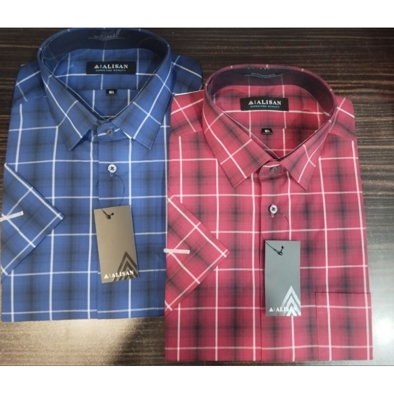 Alisan Kemeja Motif Kotak Jumbo Reguler Pendek