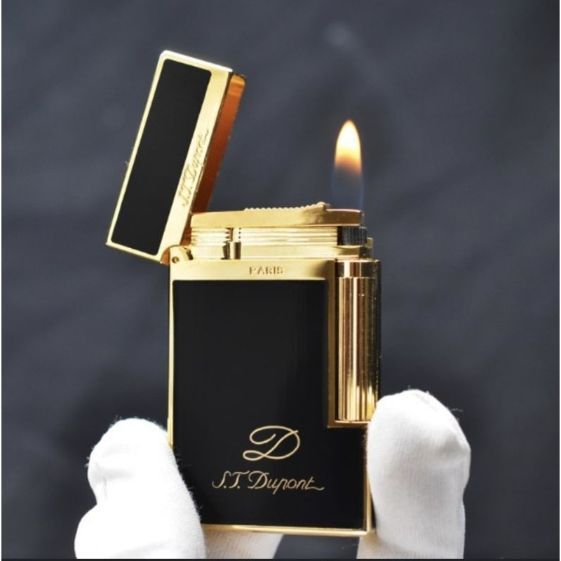KOREK API ST DUPONT PARIS LIGHTER BLACK GOLD PALATED LUXURY
