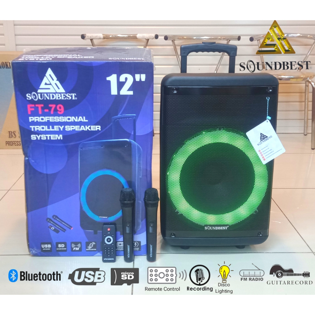 SPEAKER PORTABLE WIRELESS 12 INCH SOUNDBEST FT-79 FT79