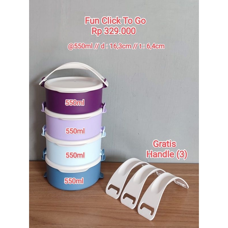 Rantang Tupperware Original 4 Tingkat  - FREE 3pcs Handle -by. dinakatarina