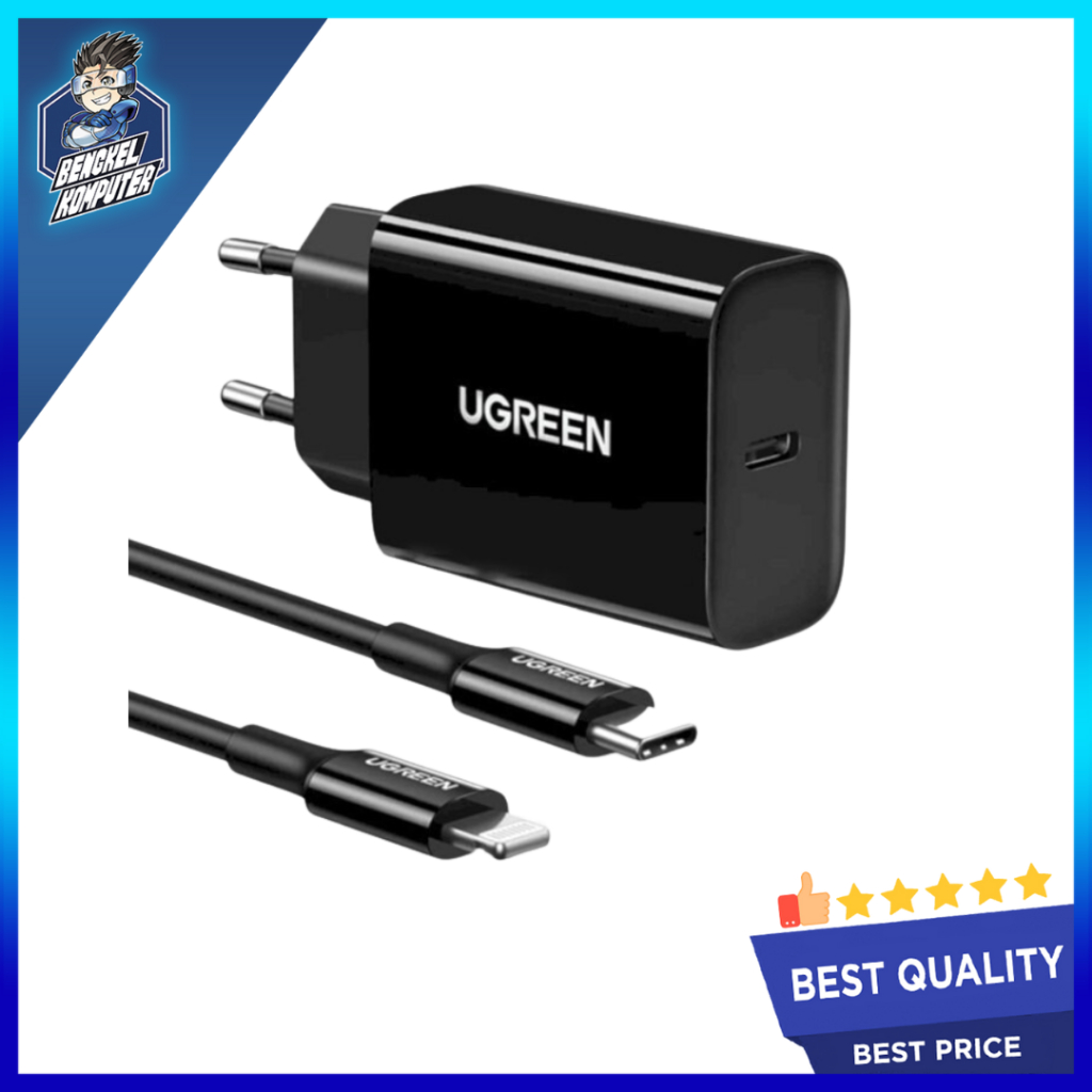 UGREEN CHARGER SET LIGHTNING FAST CHARGER BLACK/MFI