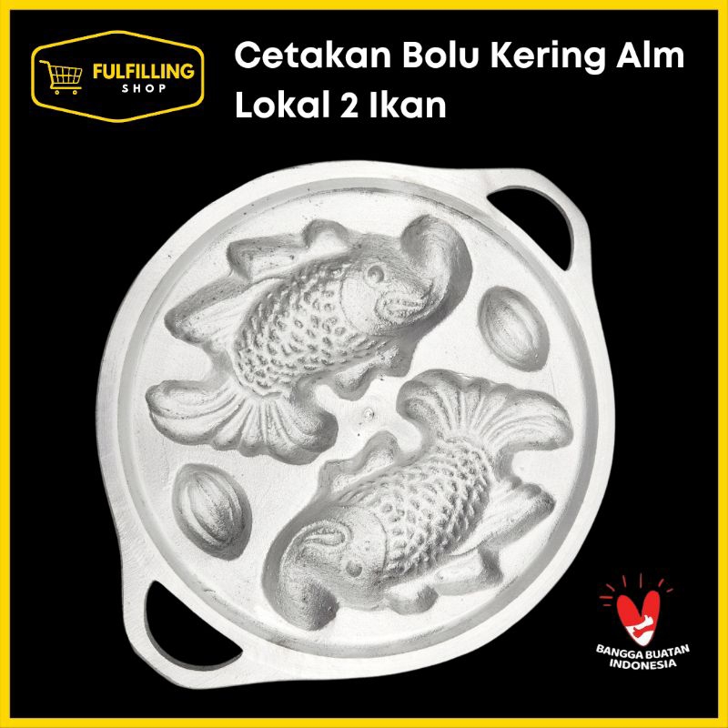 CETAKAN KUE BOLU KERING KUE CUBIT ALUMINIUM LOKAL 2 IKAN