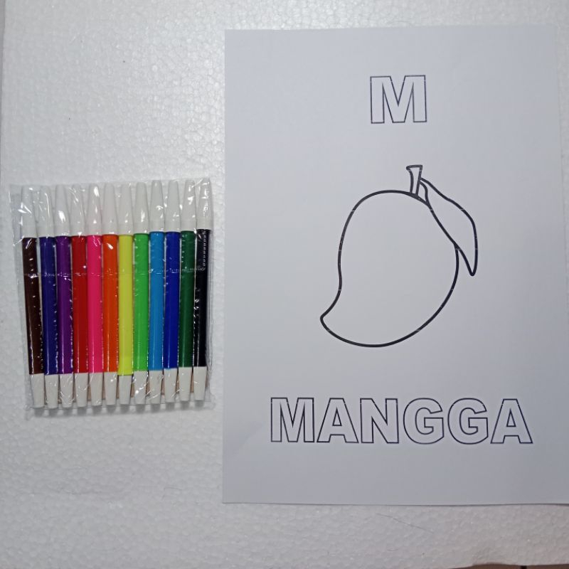 

Kertas mewarnai buah mangga dan spidol
