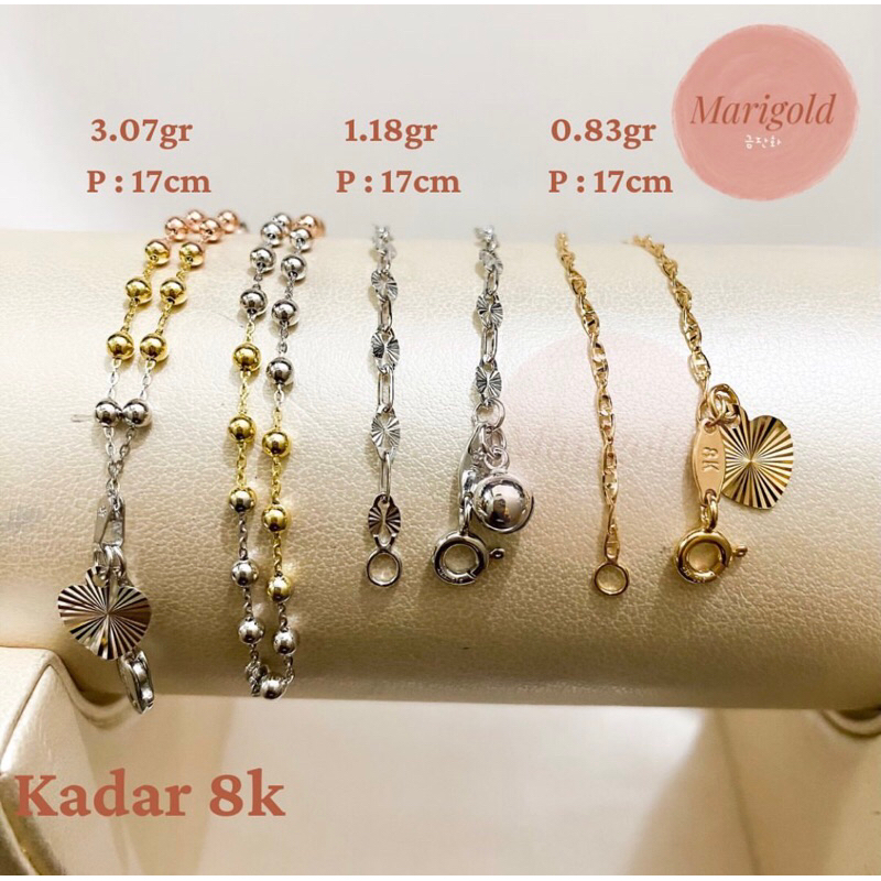 Gelang rantai emas tipis 375
