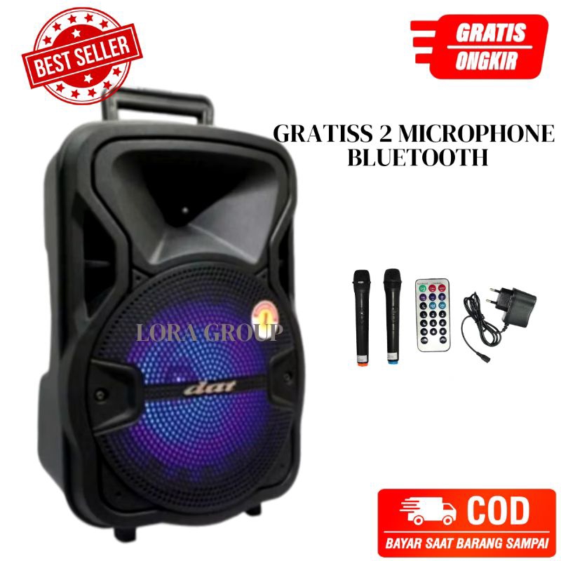 Salon aktif karaoke Speaker Dat Bluetooth 8 Inch DAT DT 820QD Portable Radio USB Free 2 Mic Wireless