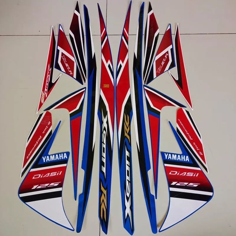 stiker striping motor Yamaha Xeon rc 2013 biru putih list body standar original murah berkualitas
