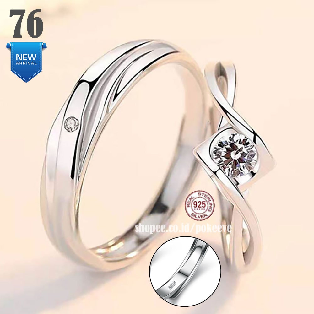 Cincin Couple Silver Pasangan Nikah Cowok/ Cewek Perak Sterling S925 Ring