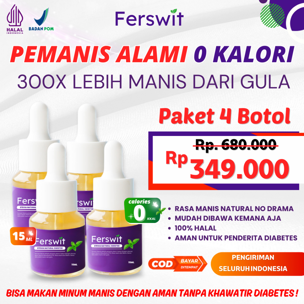 

Ferswit Stevia Alami Sehat 100% Original Paket 4 Box
