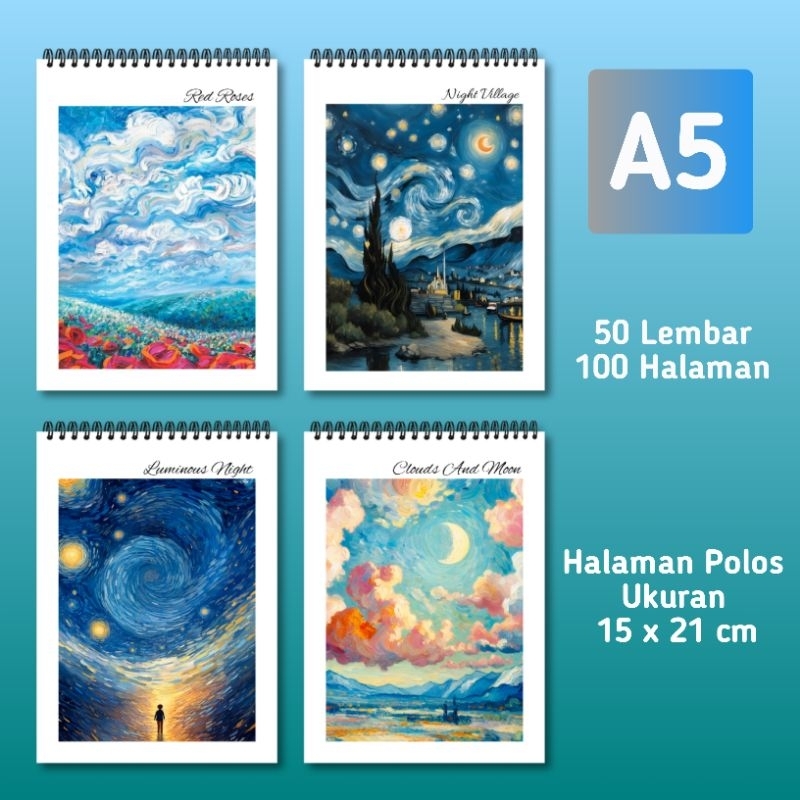 

(HNC) Sketchbook A5 Buku Sketsa isi 50 Lembar 100 Halaman Buku Gambar Spiral Atas