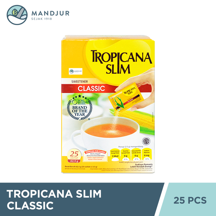 

Tropicana Slim Classic 25 Sachet - Pemanis Alami Rendah Kalori