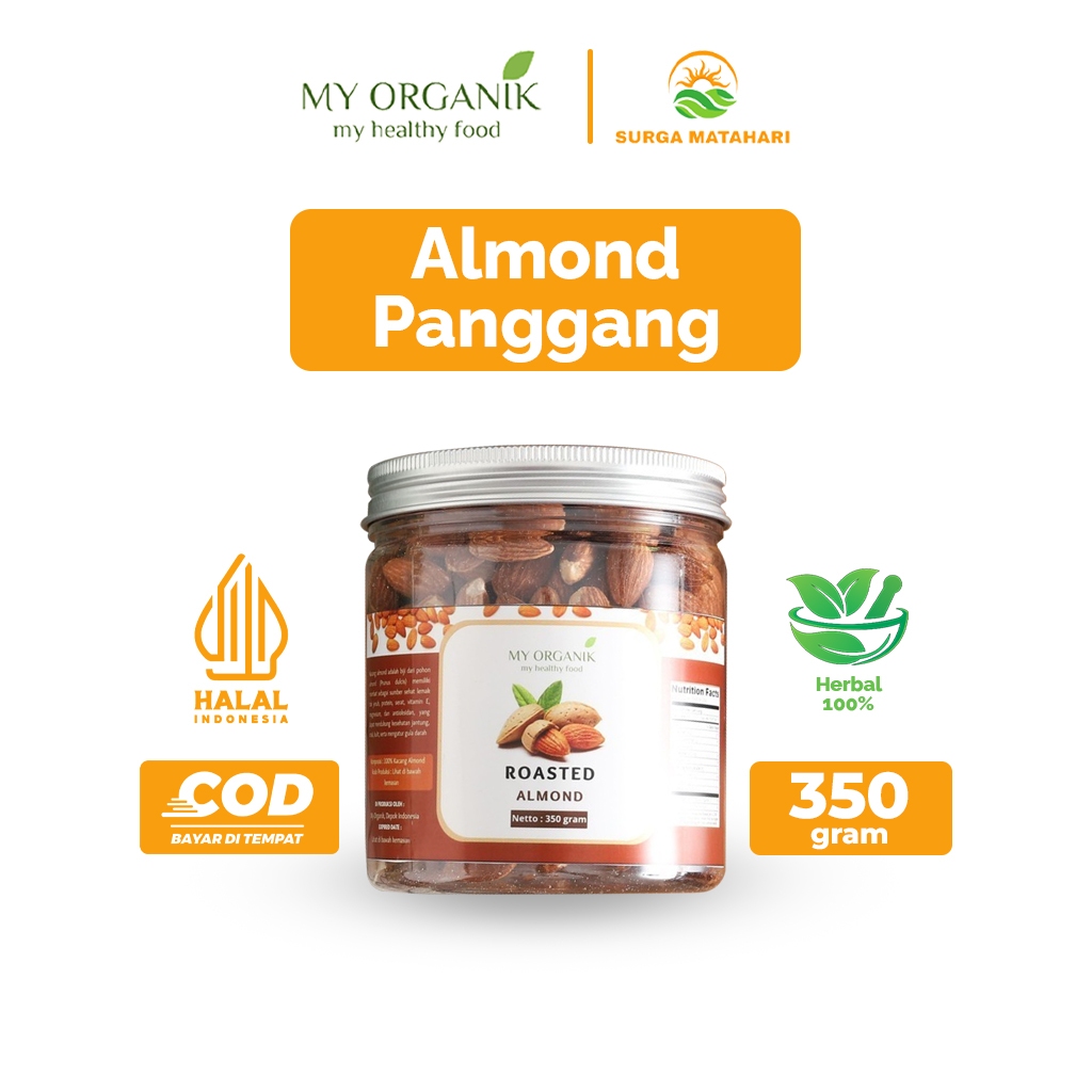 

My Organik Kacang Almond Panggang Kupas Utuh Original Roasted Almond Siap Makan Gurih Renyah