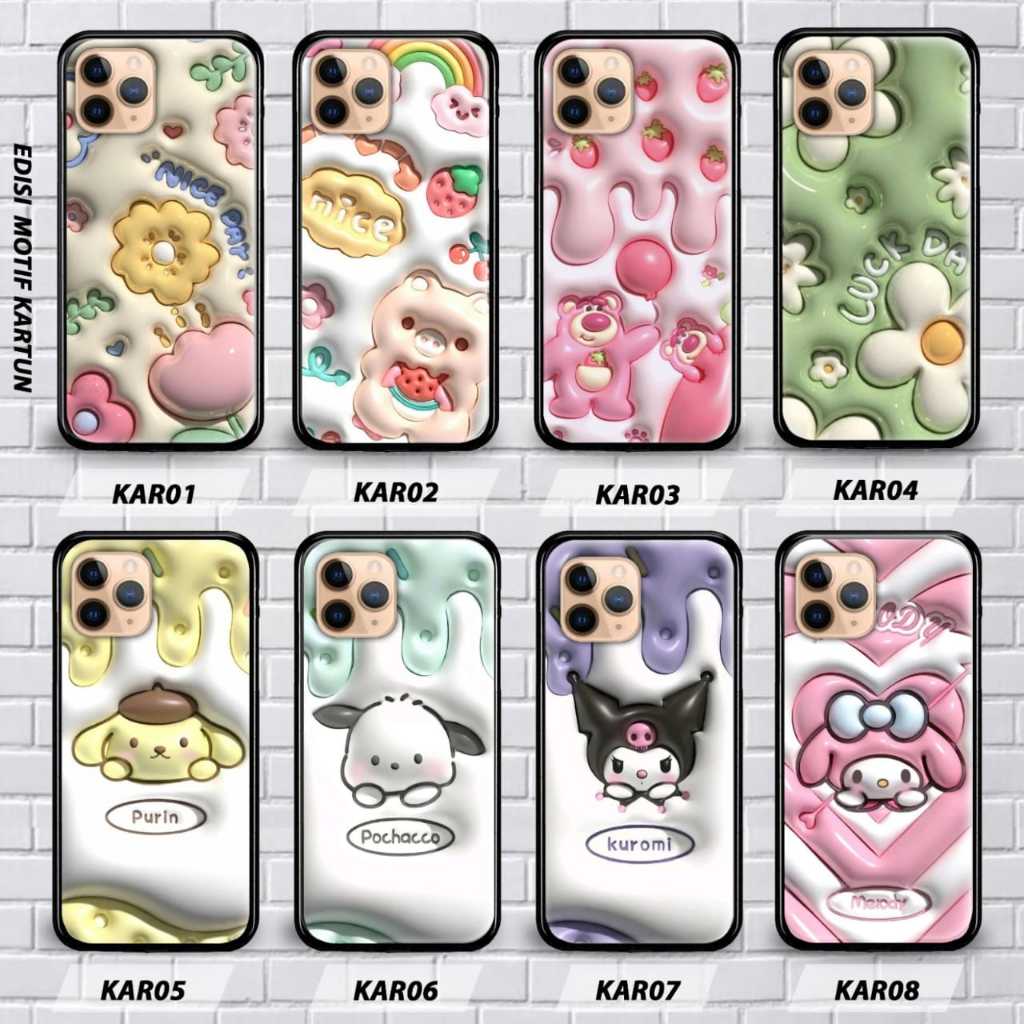 Silikon + Glass Case gambar motif Bunga KAR-1 Case Samsung A01 Samsung A01 Core Samsung A02 Samsung 
