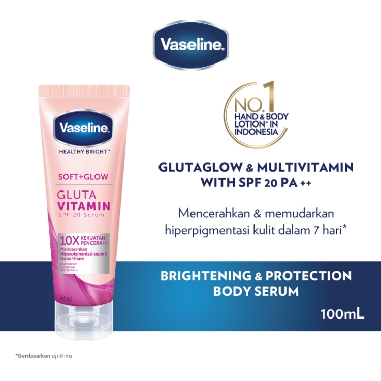 Vaseline Soft Glow Gluta Vitamin Body Serum SPF20 dengan Niacinamide - Body Serum untuk Perlindungan