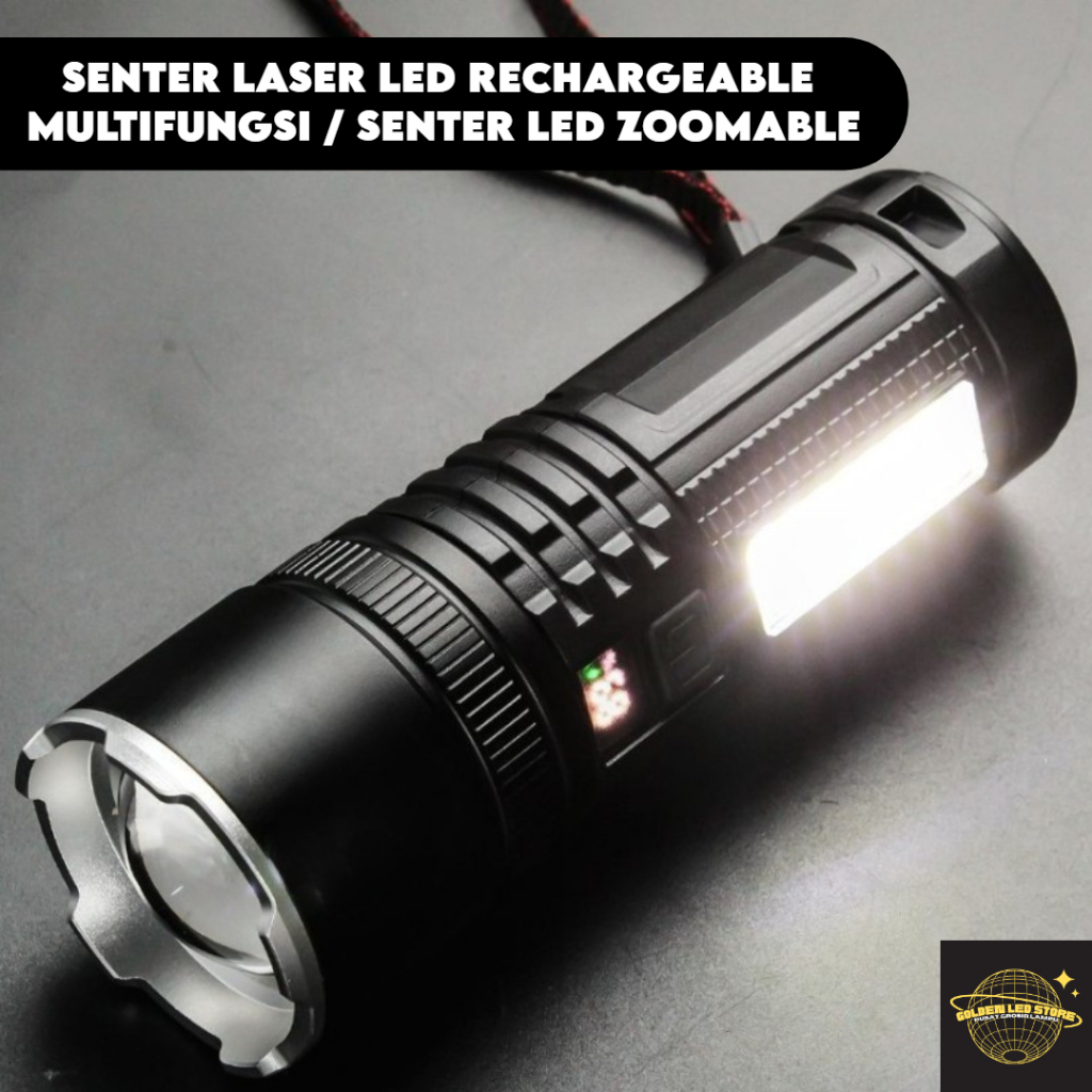 SENTER LASER LED RECHARGEABLE MULTIFUNGSI / SENTER LED ZOOMABLE