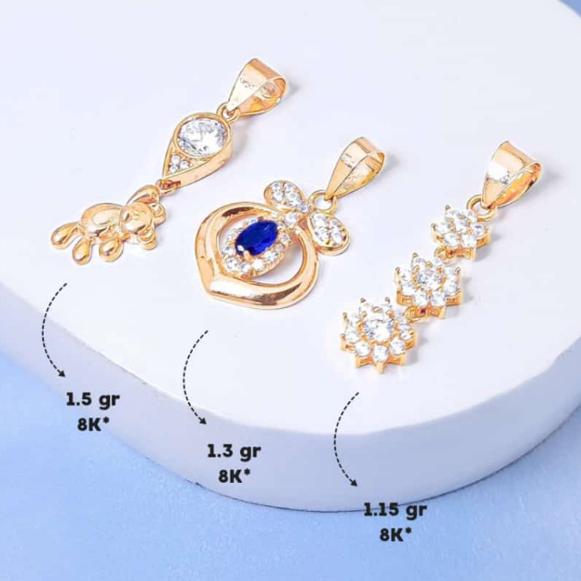 LIONTIN BEAR / LIONTIN MATA BIRU / LIONTIN BUNGA 8K-Djoyoredjo