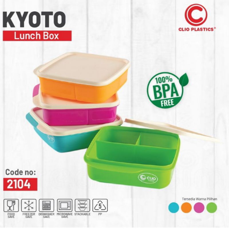 Lunch box Clio kyoto 2104 / tempat makan kyoto skat 3 & lunch box Kyoto polos 2103
