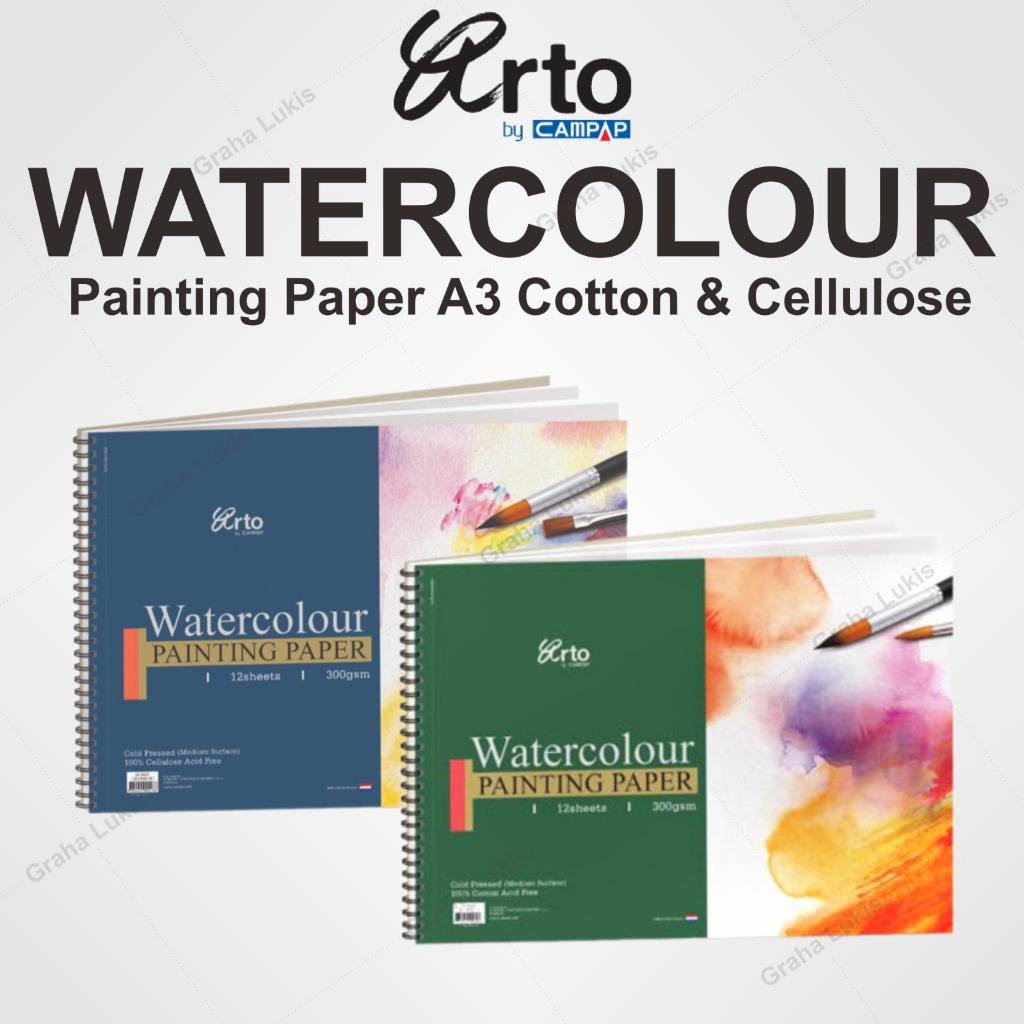 

Arto Watercolour Paper A3 Wire O - 300gsm - Cellulose / cotton