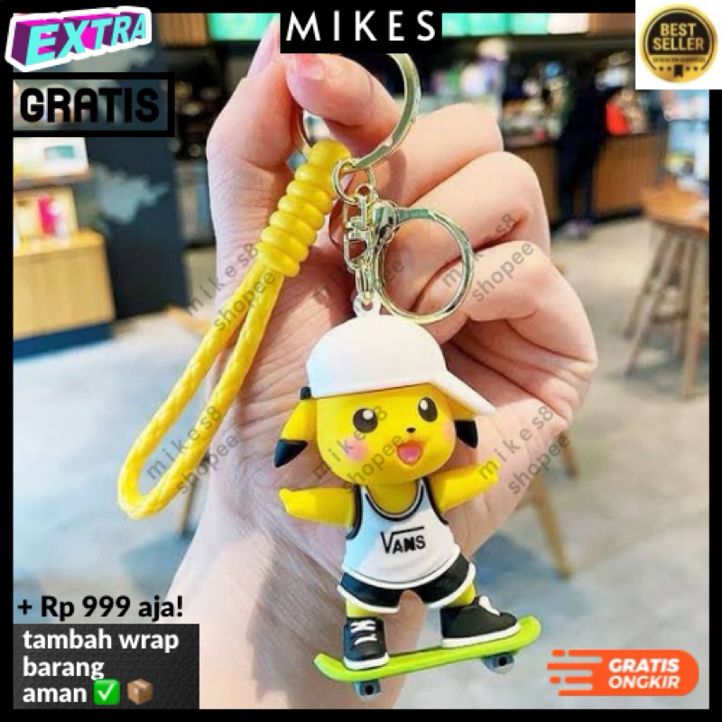 Mikess8 (Pikachu Kepang) Gantungan Kunci Karakter Anime Tas Motor Mainan Anak Jepang Souvenir