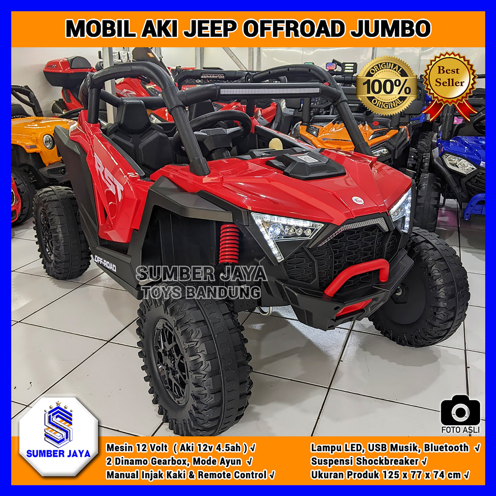 Mobil Aki Anak Jeep Bisa 2 Anak Original Jeep RST PMB M9288 Mobil Remote Anak Mesin 12V Mobil Aki Ba