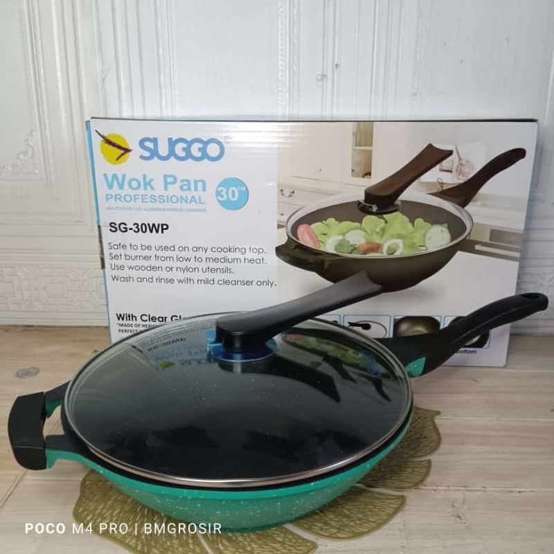 wok pan suggo 30 cm + tutup kaca