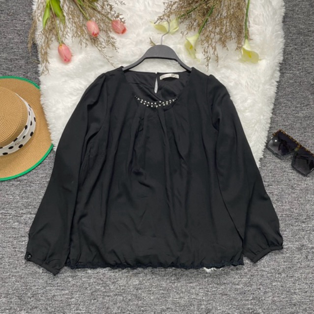 48K SHOP-Atasan wanita / baju wanita / blouse wanita korea pearl / blouse hitam / blouse murah / blo