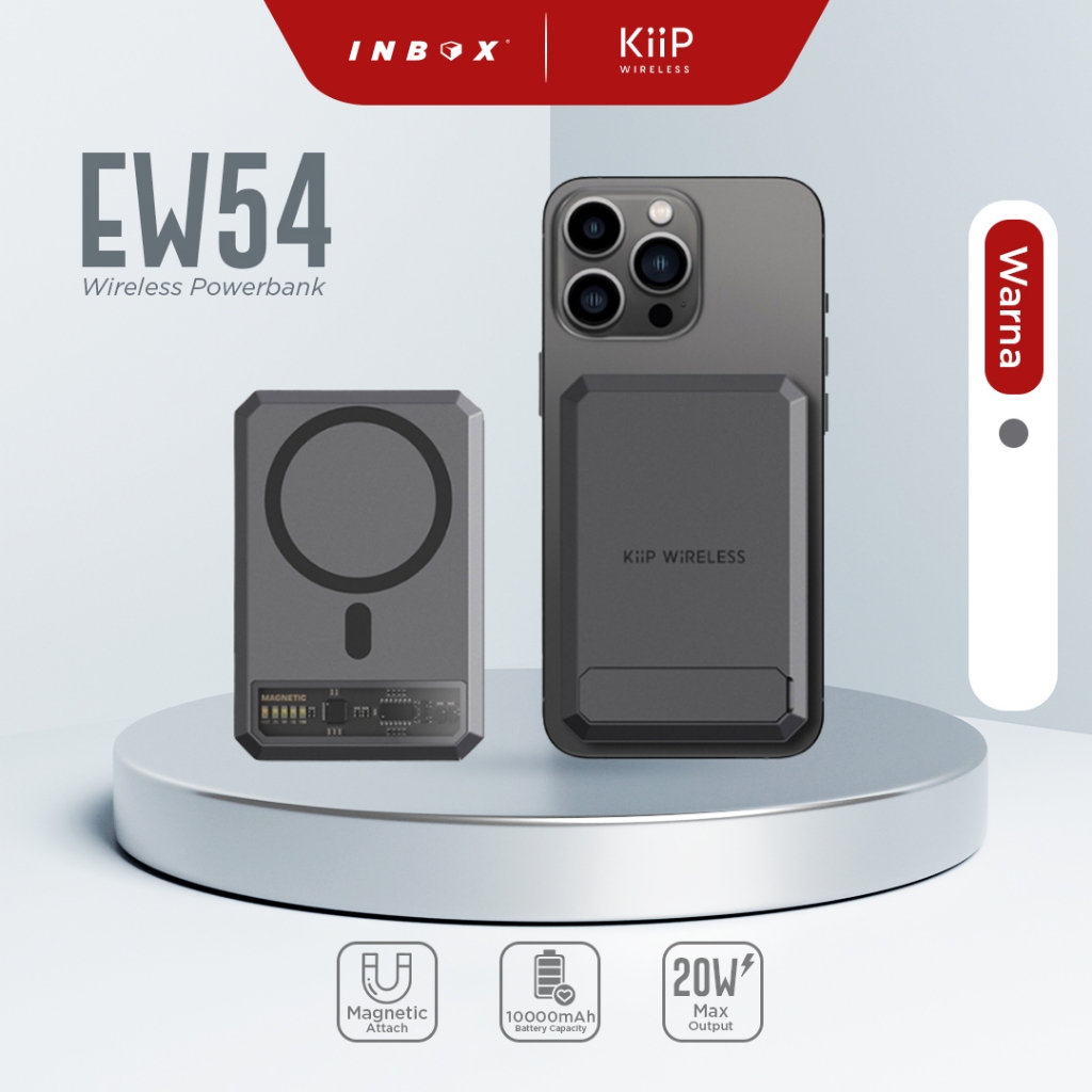 Inbox X KiiP Wireless EW54 Powerbank Magnetic Magsafe 20W Fast Charging Type C PD 10000 mAh