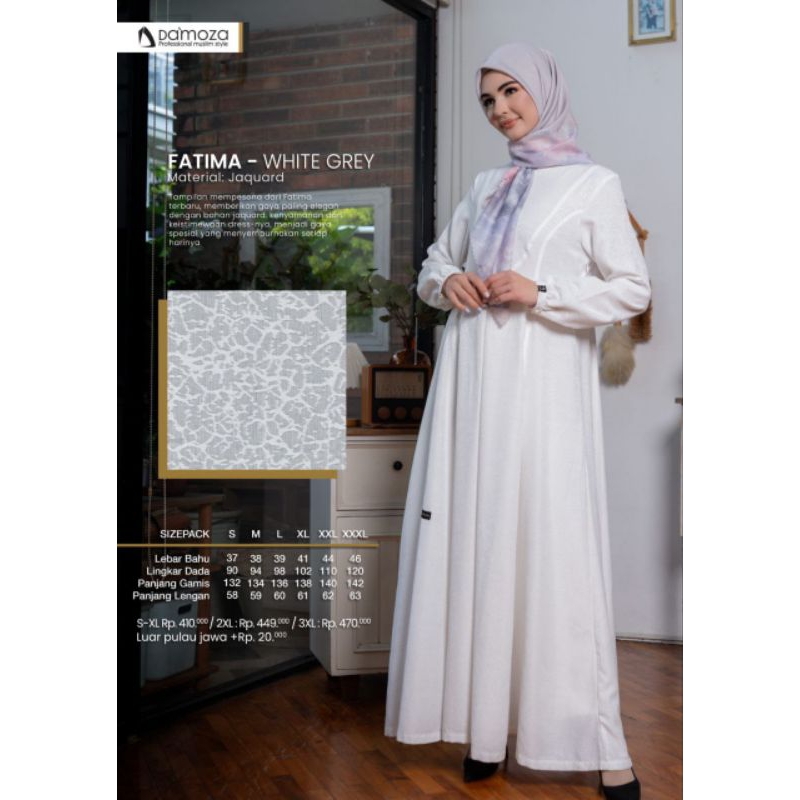 Damoza Fatima Series / Gamis Damoza Putih / Damoza Hitam