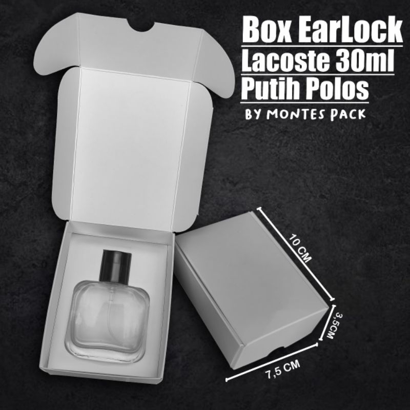 

BOX EARLOCK | untuk botol La coste 30ml | box parfum earlock Putih hitam