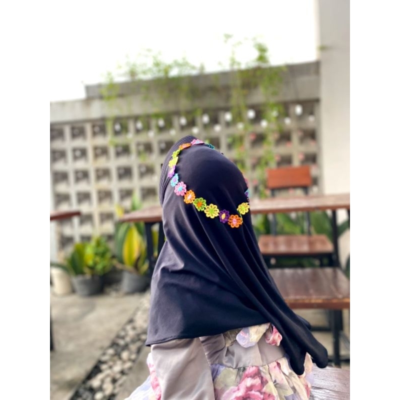 hijab anak jersey mahkota bunga