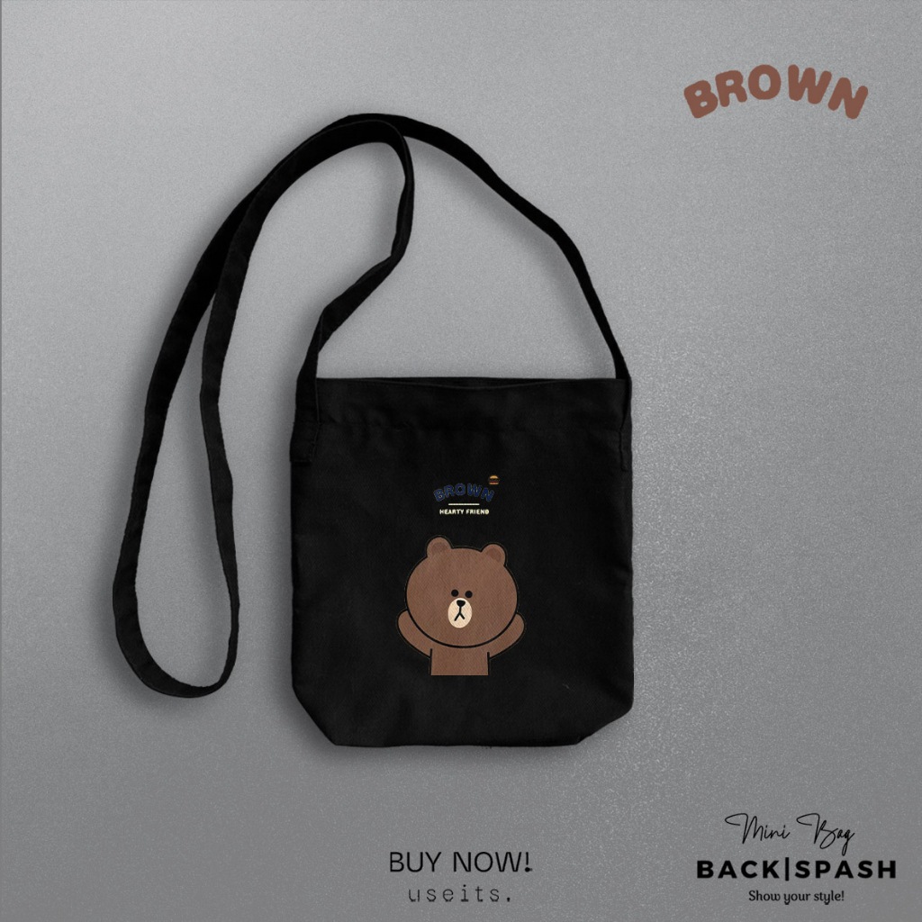 Tas Selempang Mini Sling Bag Line Brown Mini Bag Kartun LINE BROWN MSB1