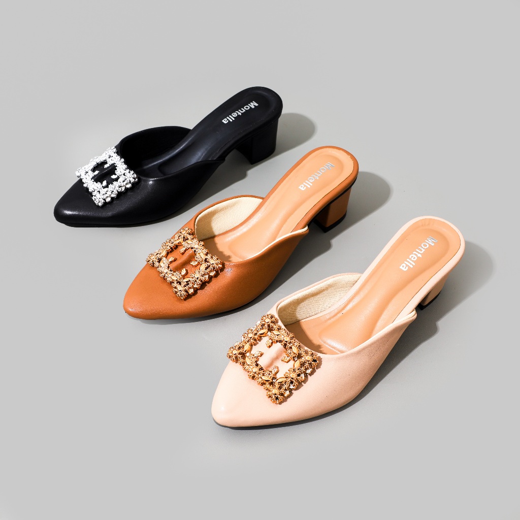 MONTELLA Helia Sepatu Heels Mules Wanita Hak 5 Cm