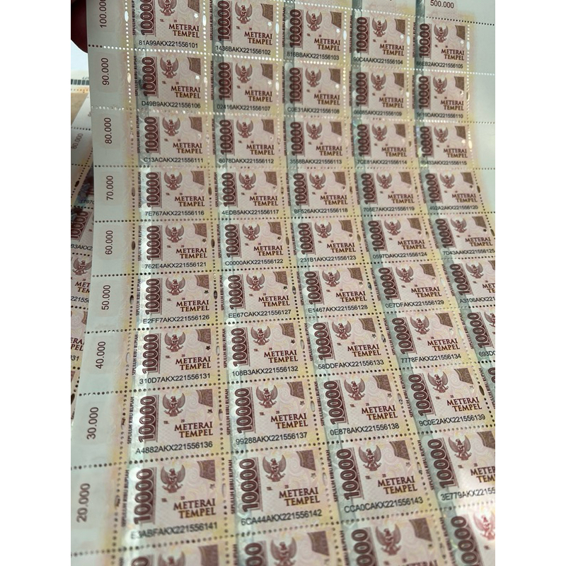 

( ASLI ) MATERAI 10 ribu / 10k / 10.000 / 10000 per 50 pcs