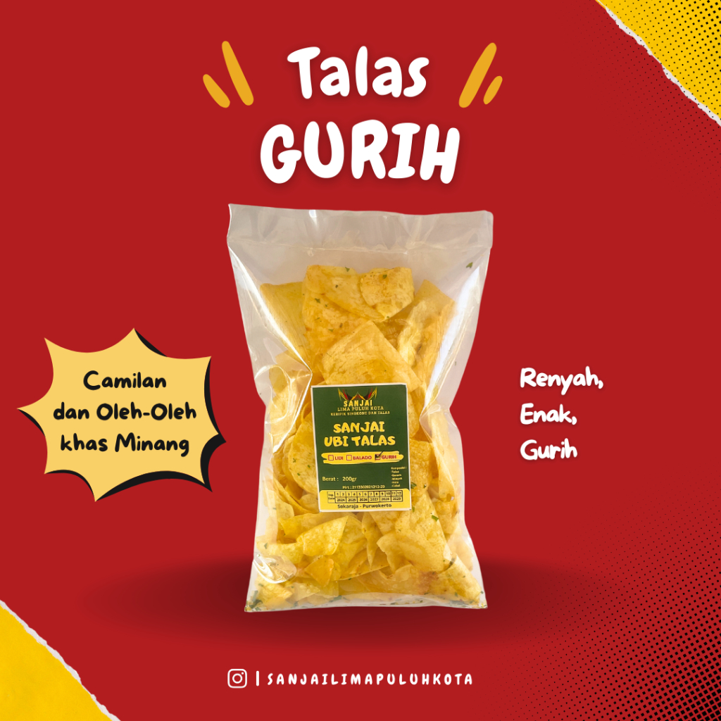 

Keripik Sanjai Talas Gurih 200gr / Camilan dan Oleh Oleh khas Minang / Cemilan Asin / Makanan Ringan