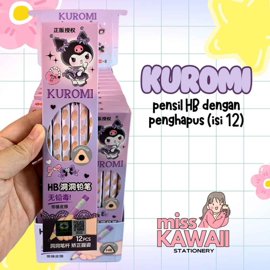 

Kuromi Triangle Grip Pencil with Eraser/ Pensil Kuromi/ Pensil Lucu/ Pensil Sanrio/ Pensil set IIGEN YZ9608