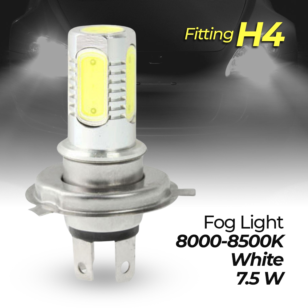 (1 PCS ) Lampu Kabut Mobil/Motor Foglamp Headlight LED H4 7.5W/12,24V Cool White 8500K