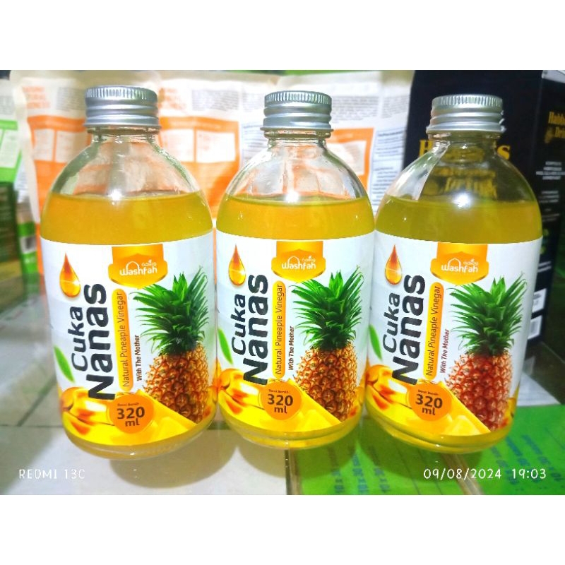 

Cuka Nanas Washfah 320ml Botol Kaca - Herbal Banjarmasin Baitul Zafira