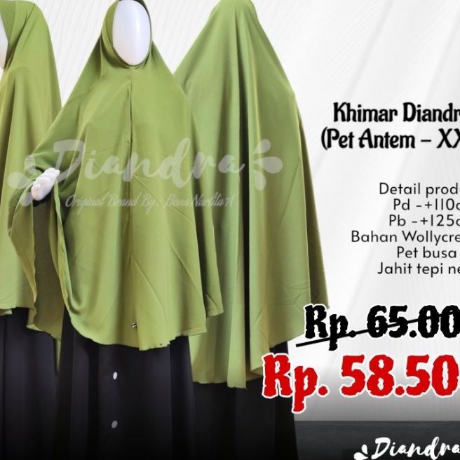 FG2 Diandra HijabJilbab Wollycrepe Syari XXL Kerudung Wollycrepe Khimar Jumbo Syari Pet Antem Murah