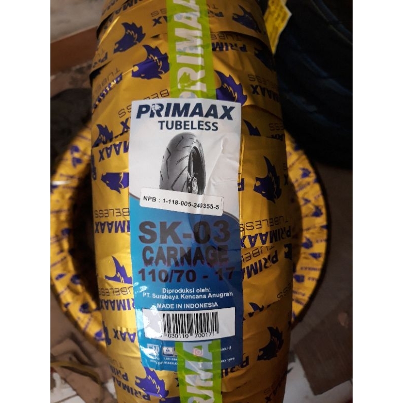 Ban luar sk03 110/70-17 primaax tubles TL primax pirelli