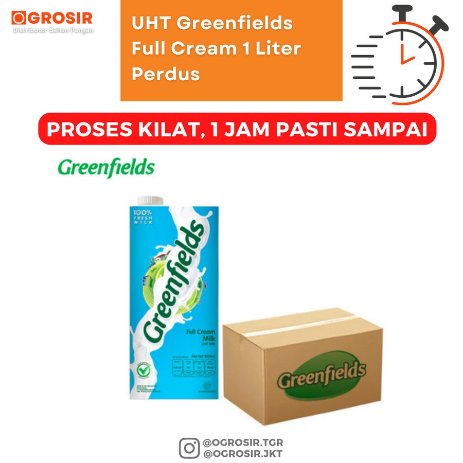 

Susu Greenfields UHT Full Cream 1000 ml Dus Isi 12 Liter