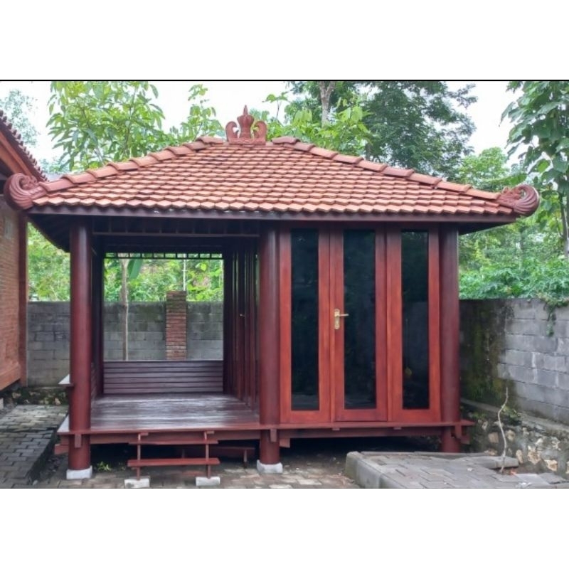 Gazebo Saung Kayu Glugu/Kelapa 2,5x6
