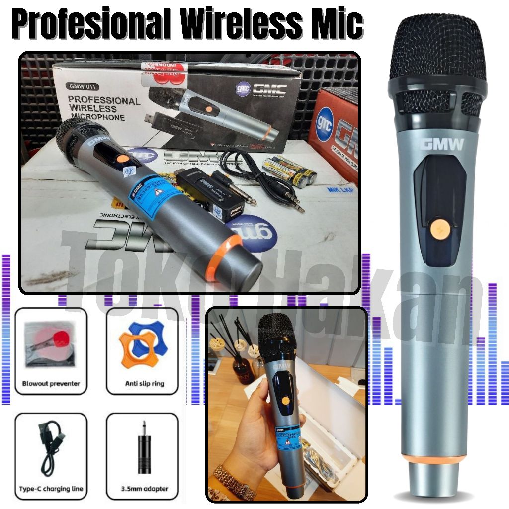 Mic Wireless / Microphone Wireless GMC GMW 011 / Mic Ori / MIC KARAOKE / Microphone Karoke / Mic Blu
