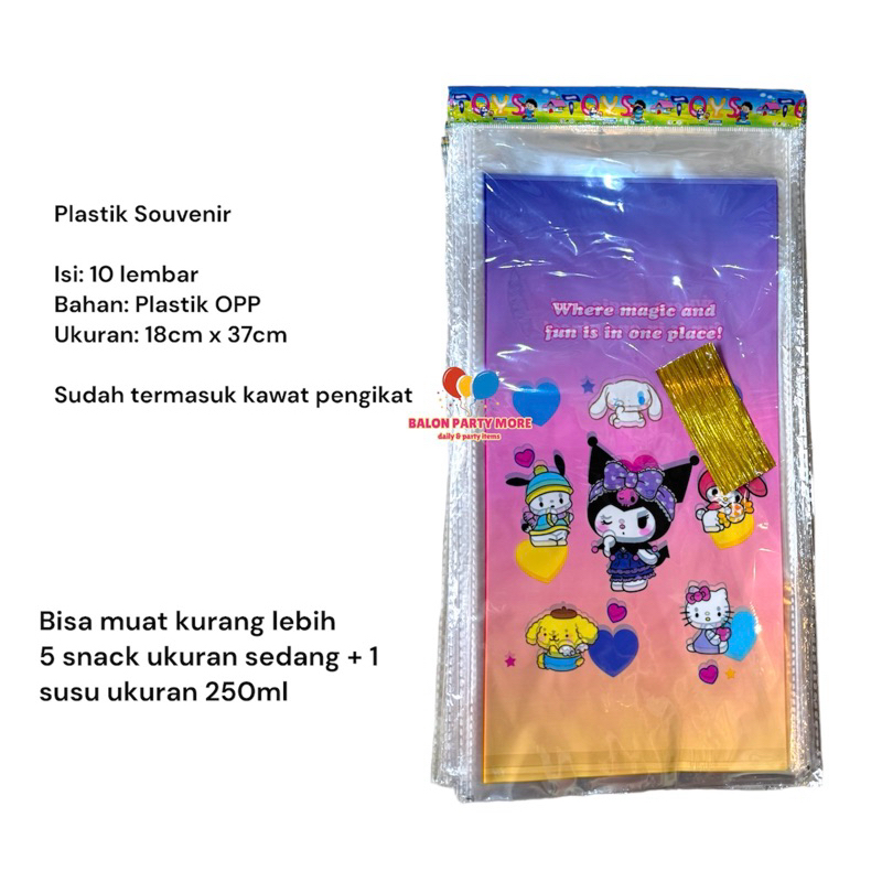 

(S 1 PACK ISI 10 LBR KUROMI) Plastik Bingkisan Bening OPP / Plastik Packaging Souvenir Ulang Tahun Murah / Plastik Bingkisan Motif