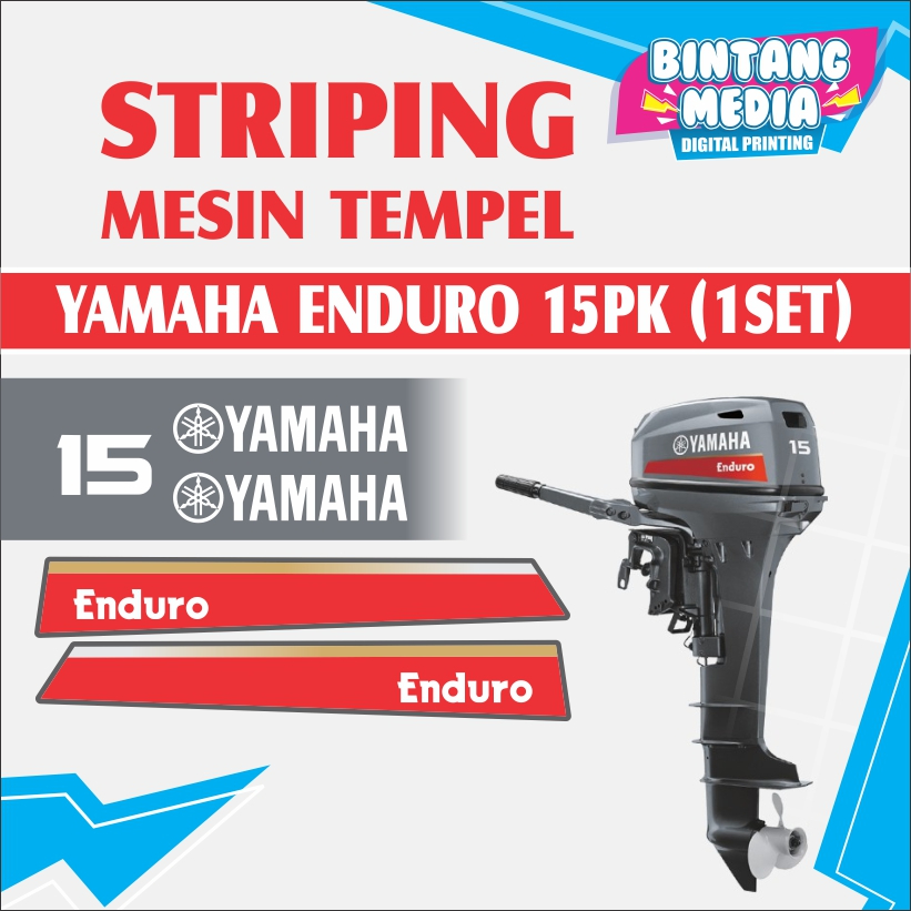 Stiker Mesin Tempel Perahu Yamaha Enduro 15 PK NEW