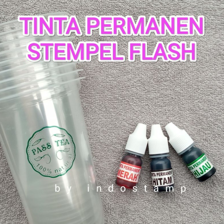 

Harga Miring tinta stempel PLASTIK PERMANENT 5ML KHUSUS STEMPEL FLASH kemasan cup gelas stereofoam makanan permanen indostamp