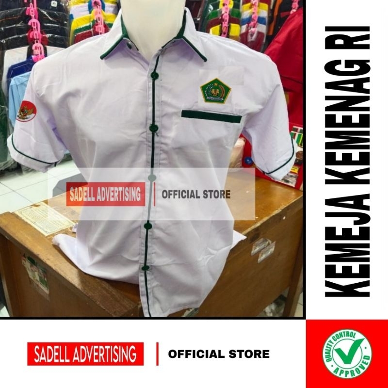 Kemeja KEMENAG RI Seragam KEMENAG RI Putih Lengan Pendek Pria Bordir