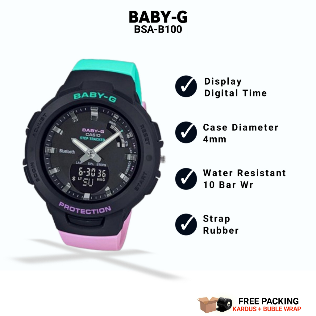 Jam Tangan Casio Baby-G Dual Time Model Terbaru Cewek Digital Dan Analog Anti Air