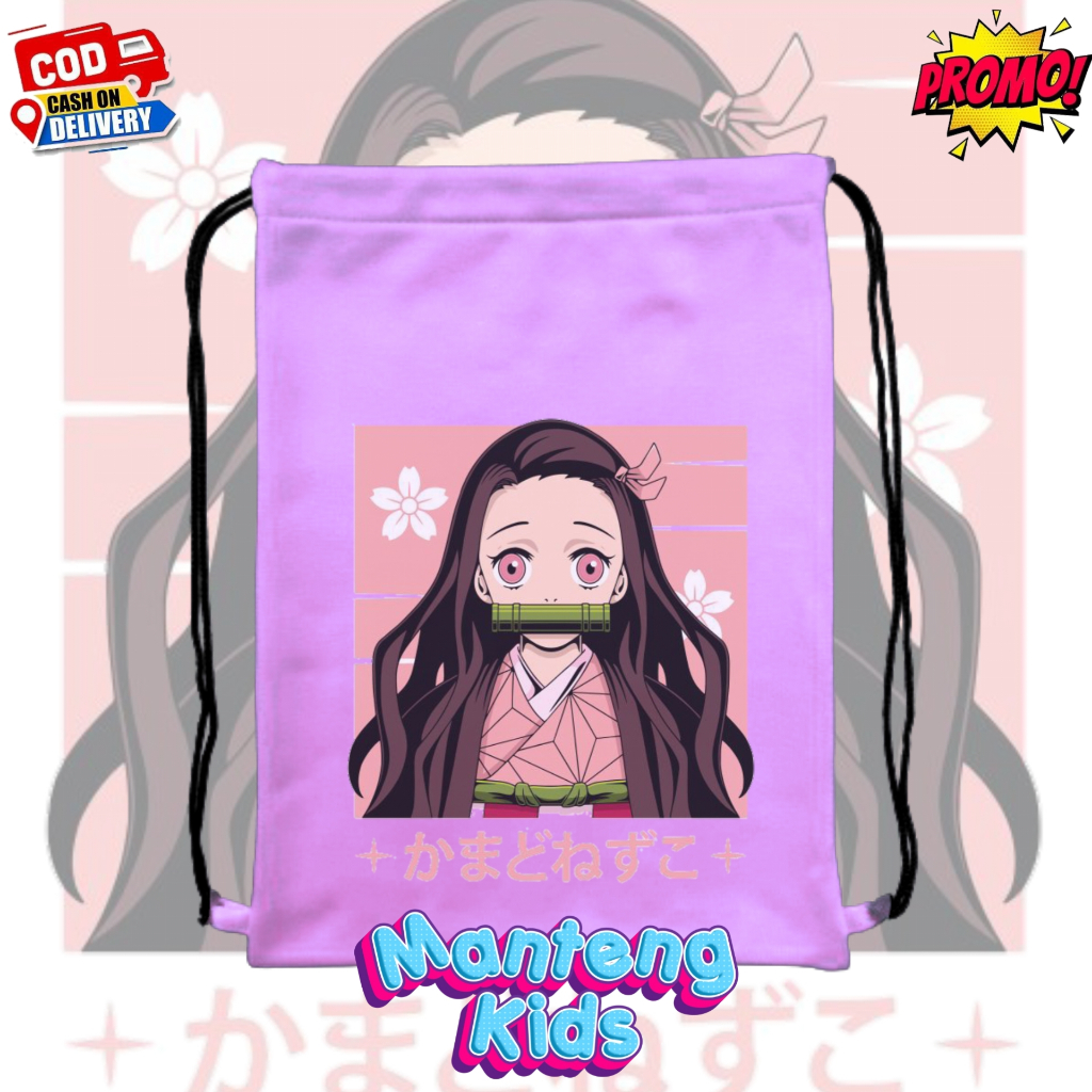(BISA COD)Tas Serut Stringbag Fleece gr240 Nazuko Kamado - Tas serut Kamado Nezuko Cocok Untuk Olahr