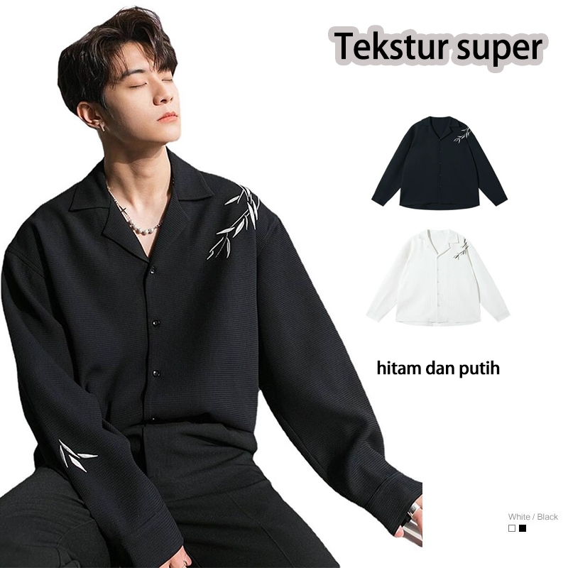 kemeja kemeja pria rajut korean style baju oversize pria kemeja putih pria kemeja hitam pria baju le