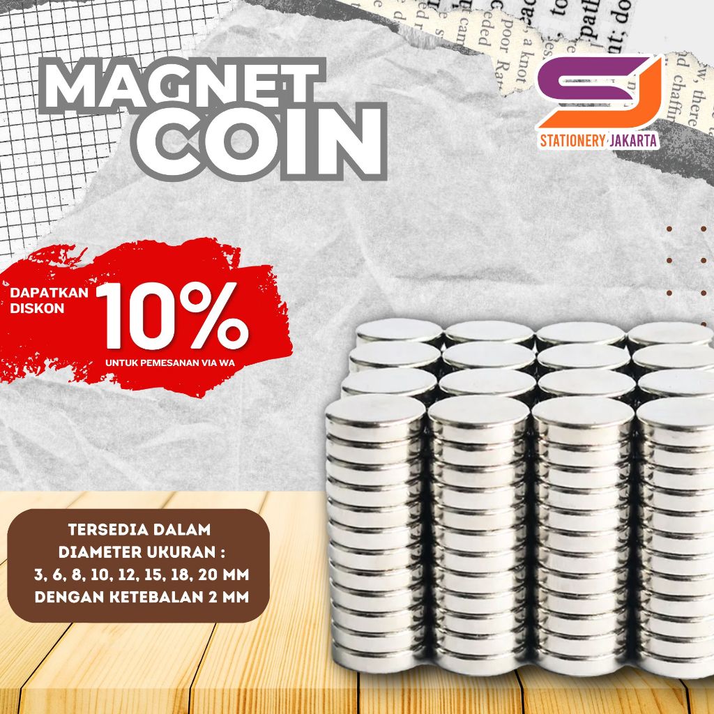 Magnet Magnit Besi Berani Neodymium Ukuran Kecil Strong Kuat Bulat Kancing Koin Chrome Ndfeb N50